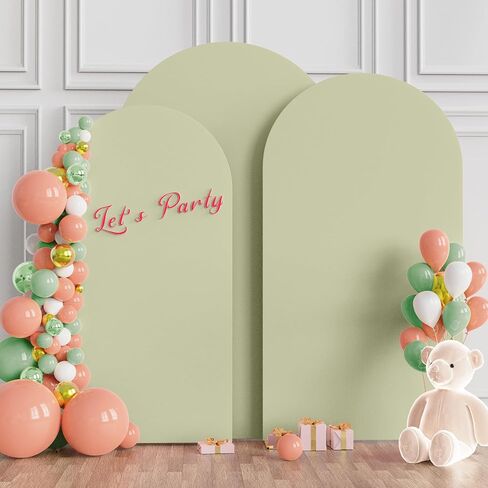 Arch Backdrop Cover Sage Green Arch Cover Strethy Backdrop Set of 3 | 7.2FT,6.6FT,6FT Spandex Fitted Balloon Arch Cover Round Top Chiara Backdrop Cover for Wedding Birthday Party Banquet Decor in Saudi Arabia