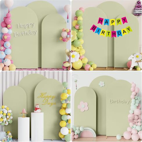 Arch Backdrop Cover Sage Green Arch Cover Strethy Backdrop Set of 3 | 7.2FT,6.6FT,6FT Spandex Fitted Balloon Arch Cover Round Top Chiara Backdrop Cover for Wedding Birthday Party Banquet Decor in Saudi Arabia