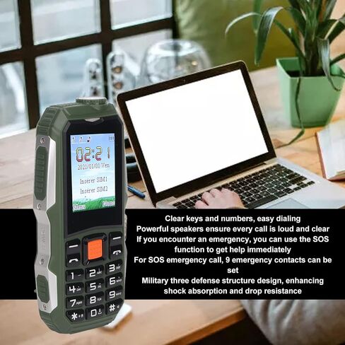 2G Dual SIM Unlocked Mobile Phone Large Buttons Senior Cell Phone with 1.8 Inch HD Screen 2800mAh Battery 2G GSM Dual SIM 8W HD Camera BT 2.0 Large Volume for Elderly (Green) in Saudi Arabia