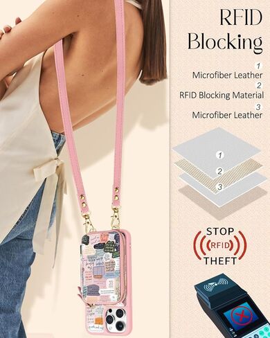 Shorogyt لهاتف iPhone 15 Pro Max Case Wallet Crossbody، RFID Blocking Card Slots Designer Christian Quotes حقيبة يد جلدية محفظة حافظات الهاتف مع حبل لهاتف iPhone 15 Promax in Kuwait