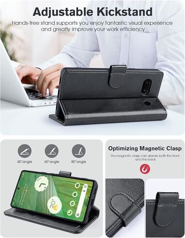 OCASE Compatible with Google Pixel 7A Wallet case with【RFID Blocking】 Credit Card Holder, PU Leather Flip Folio Book Phone case Shockproof Cover Women Men for Pixel7A Phone case 2023 - Black in Saudi Arabia