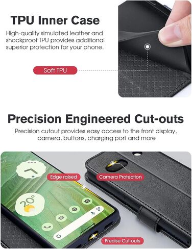 OCASE Compatible with Google Pixel 7A Wallet case with【RFID Blocking】 Credit Card Holder, PU Leather Flip Folio Book Phone case Shockproof Cover Women Men for Pixel7A Phone case 2023 - Black in Saudi Arabia