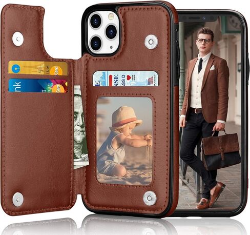 Tekcoo Minimalist Wallet Case for iPhone 11 (6.1 inch) 2019 Premium PU Leather ID Cash Credit Card Holder Slots Magnetic Closure Kickstand Folio Flip Slim Protective Phone Cover [Black] in Saudi Arabia
