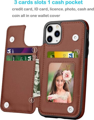 Tekcoo Minimalist Wallet Case for iPhone 11 (6.1 inch) 2019 Premium PU Leather ID Cash Credit Card Holder Slots Magnetic Closure Kickstand Folio Flip Slim Protective Phone Cover [Black] in Saudi Arabia