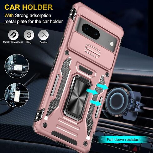 DEERLAMN Case for Google Pixel 9/9 Pro with Slide Camera Cover+Screen Protector(1 Pack), Rotated Ring Kickstand Military Grade Shockproof Protective Cover-Black in Saudi Arabia