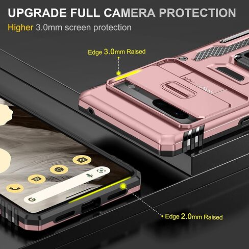 DEERLAMN Case for Google Pixel 9/9 Pro with Slide Camera Cover+Screen Protector(1 Pack), Rotated Ring Kickstand Military Grade Shockproof Protective Cover-Black in Saudi Arabia