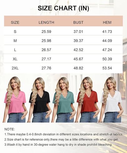 بلوزات نسائية صيفية بياقة على شكل V وأكمام قصيرة تي شيرت تونيك أو بلايز لارتدائها مع طماق ملابس صيفية فضفاضة in Kuwait