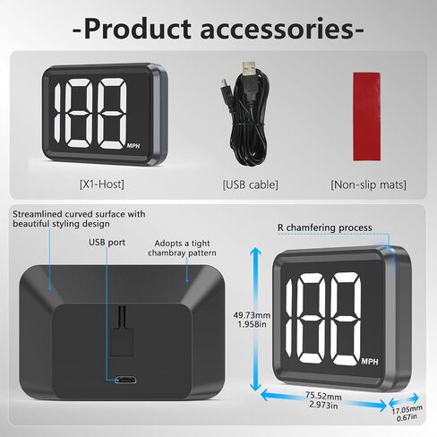 عداد السرعة الرقمي GPS مع MPH، شاشة عرض رأس السيارة لجميع السيارات، توصيل وتشغيل كابل USB in Kuwait