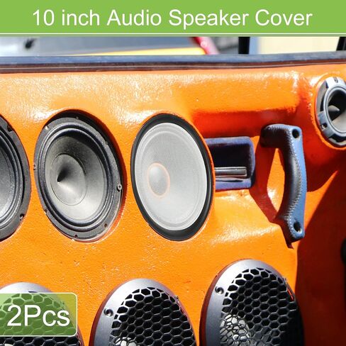 غطاء شبكي لسماعات السيارة مقاس 10 بوصات من ACROPIX Universal مقاس 10 بوصات ومكبر صوت ومكبر صوت واقٍ واقٍ من الحديد باللون الأسود والأبيض - عبوة من قطعتين in Saudi Arabia