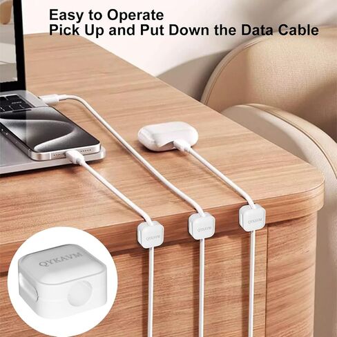 8 Pack Cable Management Cord Organizer,Flip-top Magnetic Cable Clips Adhesive Wire Holder Keeper,Hide Organize Phone USB Charger Cable for Under Desk,Nightstand,Kitchen,Office,Car,White in Saudi Arabia