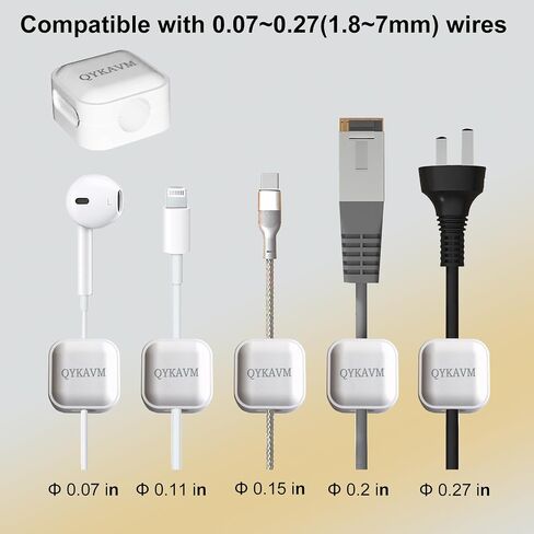 8 Pack Cable Management Cord Organizer,Flip-top Magnetic Cable Clips Adhesive Wire Holder Keeper,Hide Organize Phone USB Charger Cable for Under Desk,Nightstand,Kitchen,Office,Car,White in Saudi Arabia