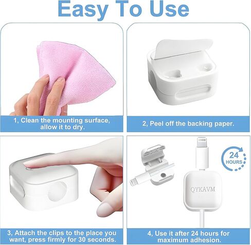 8 Pack Cable Management Cord Organizer,Flip-top Magnetic Cable Clips Adhesive Wire Holder Keeper,Hide Organize Phone USB Charger Cable for Under Desk,Nightstand,Kitchen,Office,Car,White in Saudi Arabia
