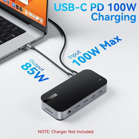 محطة إرساء USB C 8K@60 هرتز، 3 شاشات USB C Dock وشاشات مزدوجة مع 2 HDMI، 2 DisplayPort، USB A 3.1/3.0/2.0، USB C 3.1، مخرج 10 جيجابت في الثانية و30 واط، إيثرنت، صوت وميكروفون لـ Dell/Lenove/HP مع DP2.1/ 1.4/1.2 in Kuwait