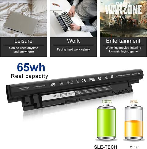 بطارية SLE-TECH 65WH MR90Y متوافقة مع Dell Inspiron 3521 3721 5521 5721 14-3421 14-3437 14R-5421 14R-5437 17 Latitude14 3000 3540 Series XCMRD PN 0MF69 N121Y G35K4 MK1R0 VR7HM in Saudi Arabia