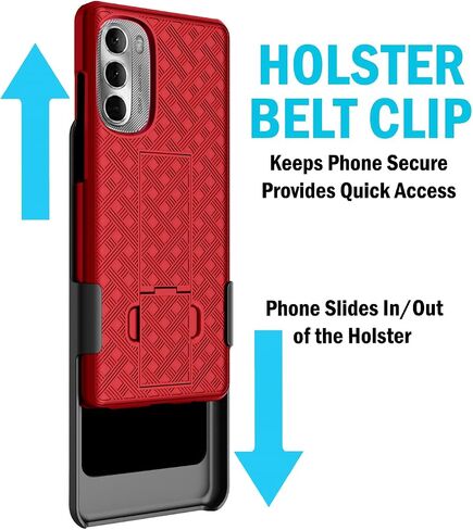 Case with Clip for Moto G Stylus 5G (2022), Nakedcellphone Slim Hard Shell Phone Cover with Kickstand and [Rotating/Ratchet] Belt Hip Holster Combo for Motorola XT2215 Series - Black in Saudi Arabia