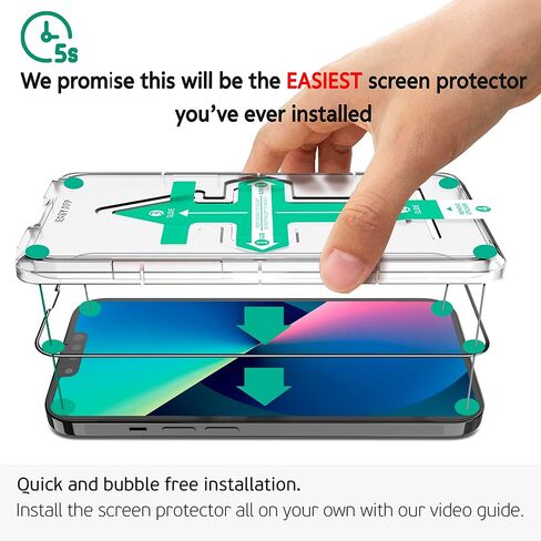 Deppa [2 Pack Premium Screen Protector for iPhone 13 Pro/13/14 (6.1') Tempered Glass/ 3D Edge to Edge Full Coverage |Case Compatible| with Easy Install Kit Tray [Video Guide] in Saudi Arabia