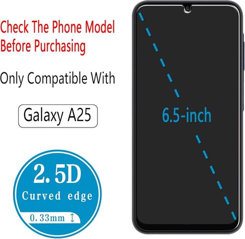 (عبوتان) HPTech مصمم لهاتف Samsung Galaxy A25 5G / Galaxy A25 واقي شاشة من الزجاج المقوى، مضاد للخدش، خالٍ من الفقاعات in Kuwait