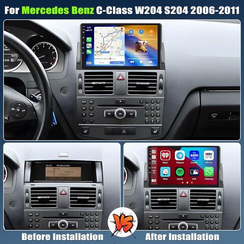 [2+64G] ستيريو سيارة Android 13 لسيارة Mercedes Benz C-Class W204 S204 2006-2011 مع Carplay&Android Auto، راديو سيارة بشاشة تعمل باللمس 9 بوصة مع وصلة مرآة GPS WiFi Bluetooth FM/RDS SWC HiFi+كاميرا احتياطية in Saudi Arabia