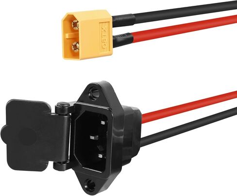 كابل تثبيت لوحة GELRHONR XT60 إلى IEC 320 C14، سلك طاقة ذكر 30A XT60 ذكر إلى C14 ذكر مع غطاء زنبركي، مقاوم للماء، تركيب برغي - قطعتان in Saudi Arabia