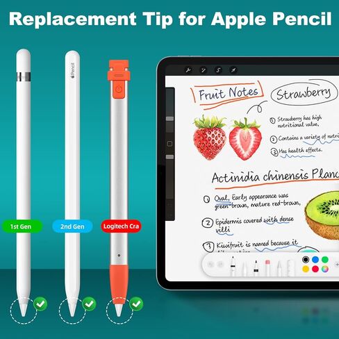 6 قطع من رؤوس أقلام Apple، نصائح بديلة لقلم Apple الجيل الأول/الثاني وقلم تلوين Logitech، سن احتياطي لقلم iPad/قلم القلم، قلم Apple Pencil 2/1، أطراف Apple بلاستيكية ومعدنية in Kuwait