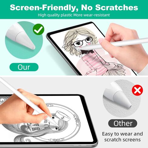 6 قطع من رؤوس أقلام Apple، نصائح بديلة لقلم Apple الجيل الأول/الثاني وقلم تلوين Logitech، سن احتياطي لقلم iPad/قلم القلم، قلم Apple Pencil 2/1، أطراف Apple بلاستيكية ومعدنية in Kuwait