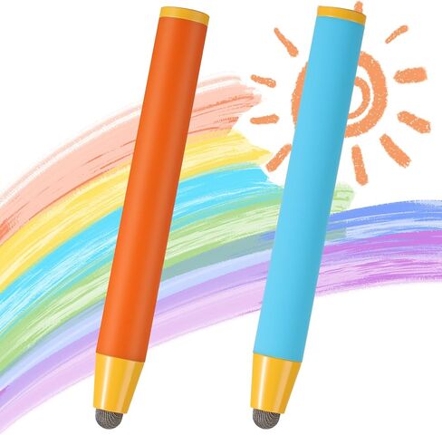 Giantree 2 Pcs Kid-Friendly Stylus Pens for Touch Screens, Stylus Pens for Kids Tablet Stylus Pen Easy Grip Anti-slip Universal Touch Screen Capacitive Stylus Safe Durable Silicone Stylus(Blue+Orange) in Saudi Arabia