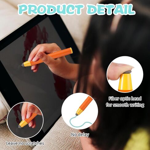 Giantree 2 Pcs Kid-Friendly Stylus Pens for Touch Screens, Stylus Pens for Kids Tablet Stylus Pen Easy Grip Anti-slip Universal Touch Screen Capacitive Stylus Safe Durable Silicone Stylus(Blue+Orange) in Saudi Arabia