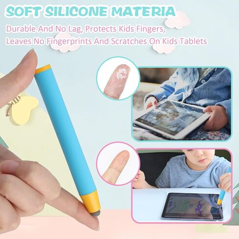 Giantree 2 Pcs Kid-Friendly Stylus Pens for Touch Screens, Stylus Pens for Kids Tablet Stylus Pen Easy Grip Anti-slip Universal Touch Screen Capacitive Stylus Safe Durable Silicone Stylus(Blue+Orange) in Saudi Arabia