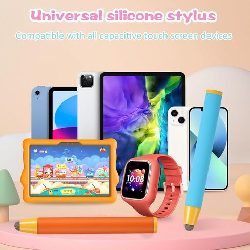 Giantree 2 Pcs Kid-Friendly Stylus Pens for Touch Screens, Stylus Pens for Kids Tablet Stylus Pen Easy Grip Anti-slip Universal Touch Screen Capacitive Stylus Safe Durable Silicone Stylus(Blue+Orange) in Saudi Arabia