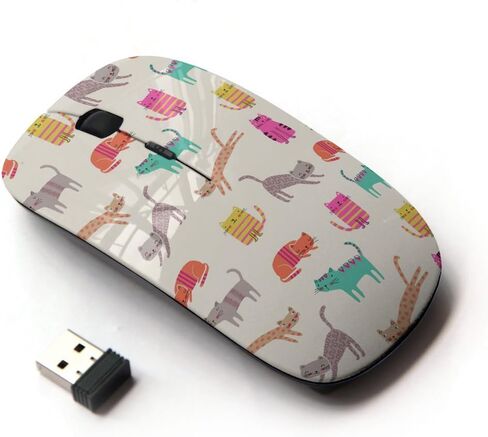 [ Optical 2.4G Wireless Mouse ] Kittens Cats Teal Pink Pattern Cartoon in Saudi Arabia