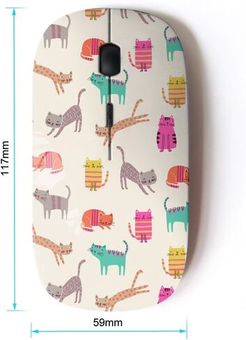 [ Optical 2.4G Wireless Mouse ] Kittens Cats Teal Pink Pattern Cartoon in Saudi Arabia