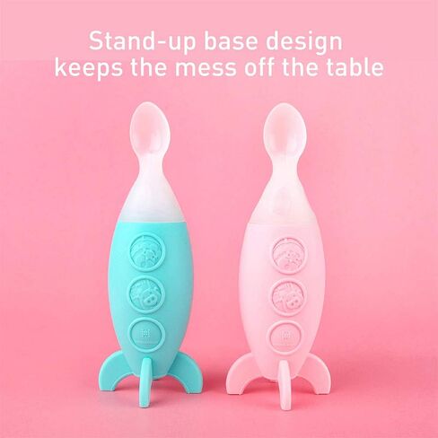 Baby Feeding Spoon Squeeze, Stand-up Base Design, BPA & Phthalate Free, 3 oz, Baby Feeder Spoon, 6 Month+ in Saudi Arabia