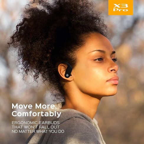 TREBLAB X3-Pro - سماعات أذن لاسلكية مع خطافات أذن - وقت تشغيل 45 ساعة، aptX، IPX7 سماعات مقاومة للماء للجري والتمرين - سماعات بلوتوث رياضية مع علبة شحن - ميكروفون مدمج - أسود (متجدد) in Saudi Arabia