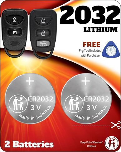 Key Fob Battery for Hyundai CR2032 (2 Pack) OEM Remote Replacement for Elantra Veloster Accent Tucson Sonata Santa Fe (OSLOKA-423T, 95430-F2300) Check Fitment Guide Free Pry Tool in Saudi Arabia