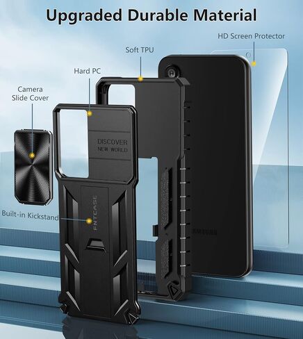 FNTCASE for Samsung Galaxy A54-5G Case: Military Grade Drop Proof Protection Cell Phone Cover with Kickstand | Rugged Shockproof Protective Bumper Textured Rubber | Heavy Duty Protector Black in Saudi Arabia