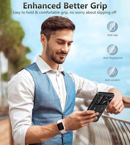 FNTCASE for Samsung Galaxy A54-5G Case: Military Grade Drop Proof Protection Cell Phone Cover with Kickstand | Rugged Shockproof Protective Bumper Textured Rubber | Heavy Duty Protector Black in Saudi Arabia