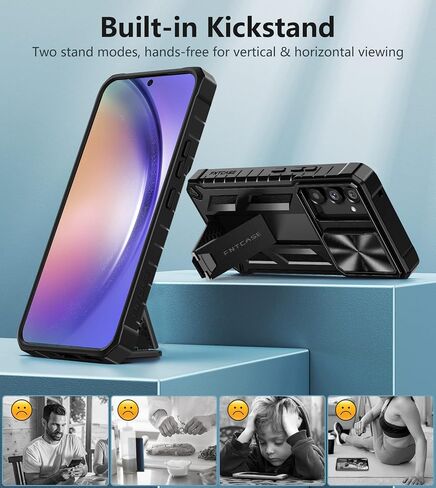 FNTCASE for Samsung Galaxy A54-5G Case: Military Grade Drop Proof Protection Cell Phone Cover with Kickstand | Rugged Shockproof Protective Bumper Textured Rubber | Heavy Duty Protector Black in Saudi Arabia