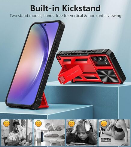 FNTCASE for Samsung Galaxy A54-5G Case: Military Grade Drop Proof Protection Cell Phone Cover with Kickstand | Rugged Shockproof Protective Bumper Textured Rubber | Heavy Duty Protector Black in Saudi Arabia
