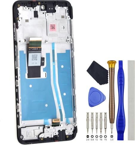 شاشة عرض كاملة لموتورولا موتو G53 XT2335-2 شاشة LCD تعمل باللمس استبدال محول الأرقام مع إطار الشاشة أسود 6.5 بوصة in Saudi Arabia