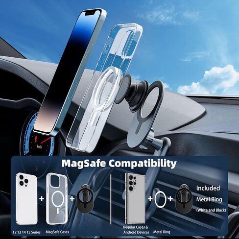 metisinno Fits MagSafe Car Mount Magnetic Phone Holder for Car iPhone 15 14 13 12 MagSafe Car Phone Holder, Compatible with PopSocket for MagSafe, Dashboard & Windshield, Suction Cup Mount in Saudi Arabia