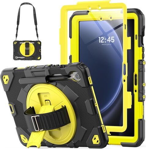 HXCASEAC Case for Samsung Galaxy Tab S9 FE 10.9’’/ S9 Case 11’’ with Screen Protector/S Pen Holder/Hand Strap (SM-X510 X516B X518U X710 716B X718U) Heavy Duty Samsung S9 FE/S9 Tablet Case 11’’ - Black in Saudi Arabia