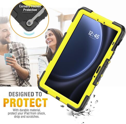 HXCASEAC Case for Samsung Galaxy Tab S9 FE 10.9’’/ S9 Case 11’’ with Screen Protector/S Pen Holder/Hand Strap (SM-X510 X516B X518U X710 716B X718U) Heavy Duty Samsung S9 FE/S9 Tablet Case 11’’ - Black in Saudi Arabia
