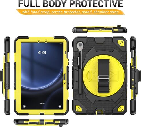 HXCASEAC Case for Samsung Galaxy Tab S9 FE 10.9’’/ S9 Case 11’’ with Screen Protector/S Pen Holder/Hand Strap (SM-X510 X516B X518U X710 716B X718U) Heavy Duty Samsung S9 FE/S9 Tablet Case 11’’ - Black in Saudi Arabia