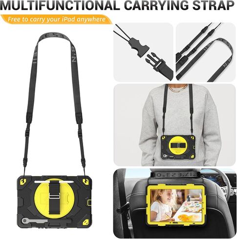 HXCASEAC Case for Samsung Galaxy Tab S9 FE 10.9’’/ S9 Case 11’’ with Screen Protector/S Pen Holder/Hand Strap (SM-X510 X516B X518U X710 716B X718U) Heavy Duty Samsung S9 FE/S9 Tablet Case 11’’ - Black in Saudi Arabia