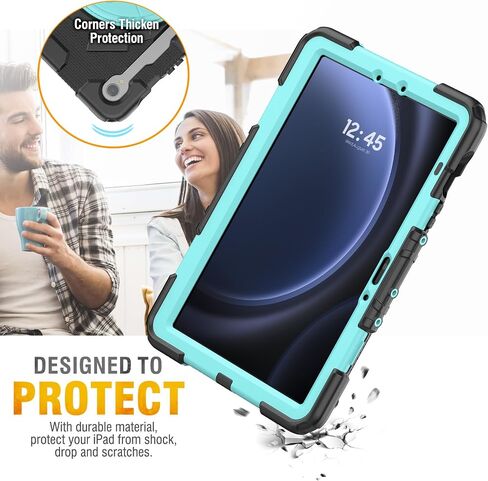 حافظة HXCASEAC لهاتف Samsung Galaxy Tab S9 FE 10.9 بوصة/ حافظة S9 مقاس 11 بوصة مع واقي شاشة/ حامل قلم S/ حزام يد (SM-X510 X516B X518U X710 716B X718U) حافظة تابلت شديدة التحمل Samsung S9 FE/S9 مقاس 11 بوصة - أسود in Saudi Arabia
