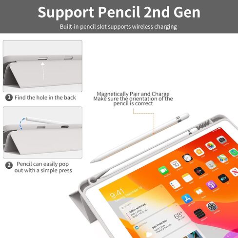 Aoub Case for iPad 6th Generation 2018/iPad 5th Generation 2017 9.7 inch, with Pencil Holder, Auto Sleep/Wake, Soft TPU Back Slim Lightweight Trifold Stand Smart Cover for iPad 9.7 6/5 - Purple in Kuwait