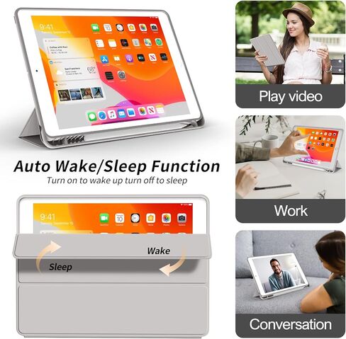 Aoub Case for iPad 6th Generation 2018/iPad 5th Generation 2017 9.7 inch, with Pencil Holder, Auto Sleep/Wake, Soft TPU Back Slim Lightweight Trifold Stand Smart Cover for iPad 9.7 6/5 - Purple in Kuwait