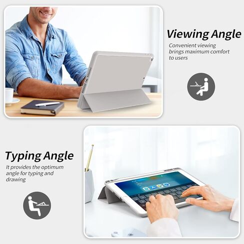 Aoub Case for iPad 6th Generation 2018/iPad 5th Generation 2017 9.7 inch, with Pencil Holder, Auto Sleep/Wake, Soft TPU Back Slim Lightweight Trifold Stand Smart Cover for iPad 9.7 6/5 - Purple in Kuwait