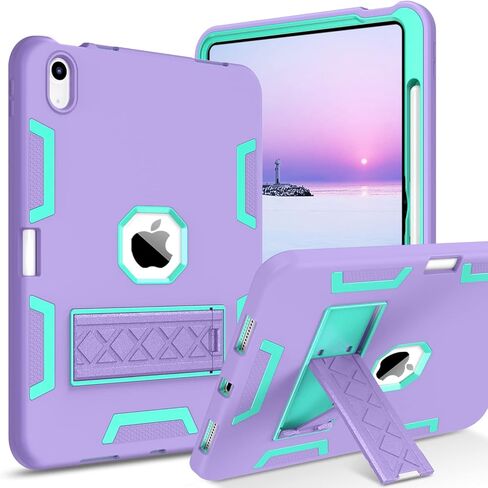 حافظة BENTOBEN iPad الجيل العاشر، حافظة iPad 10.9 بوصة 2022، حافظة iPad 10، حافظة نحيفة بمسند مقاوم للصدمات، حماية قوية من السيليكون الناعم، غطاء حماية للفتيات والنساء والأولاد، أرجواني/نعناعي in Kuwait