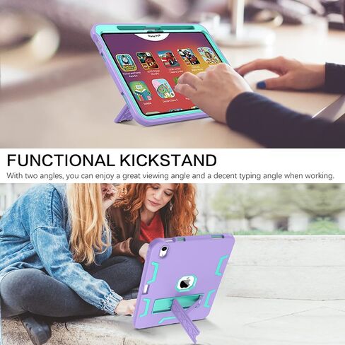 حافظة BENTOBEN iPad الجيل العاشر، حافظة iPad 10.9 بوصة 2022، حافظة iPad 10، حافظة نحيفة بمسند مقاوم للصدمات، حماية قوية من السيليكون الناعم، غطاء حماية للفتيات والنساء والأولاد، أرجواني/نعناعي in Kuwait